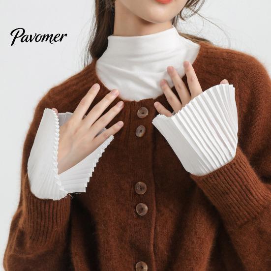 Versatile Clothing Accessories Pleated Fake Sleeve Cuffs for Women, French Style Detachable Stylish Layering Essentials Extenders with Buttons,