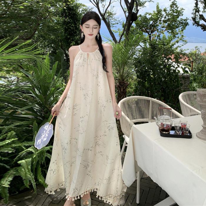 Women's 2024 Summer Floral Sleeveless Dress: New Chinese-French Style