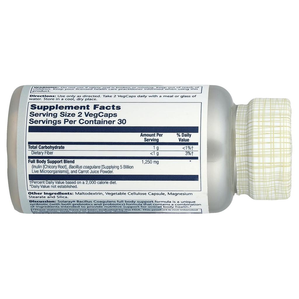 Bacillus coagulans, 5 Milliarden, 60 Veggie-Kapseln (2,5 Milliarden pro Kapsel)