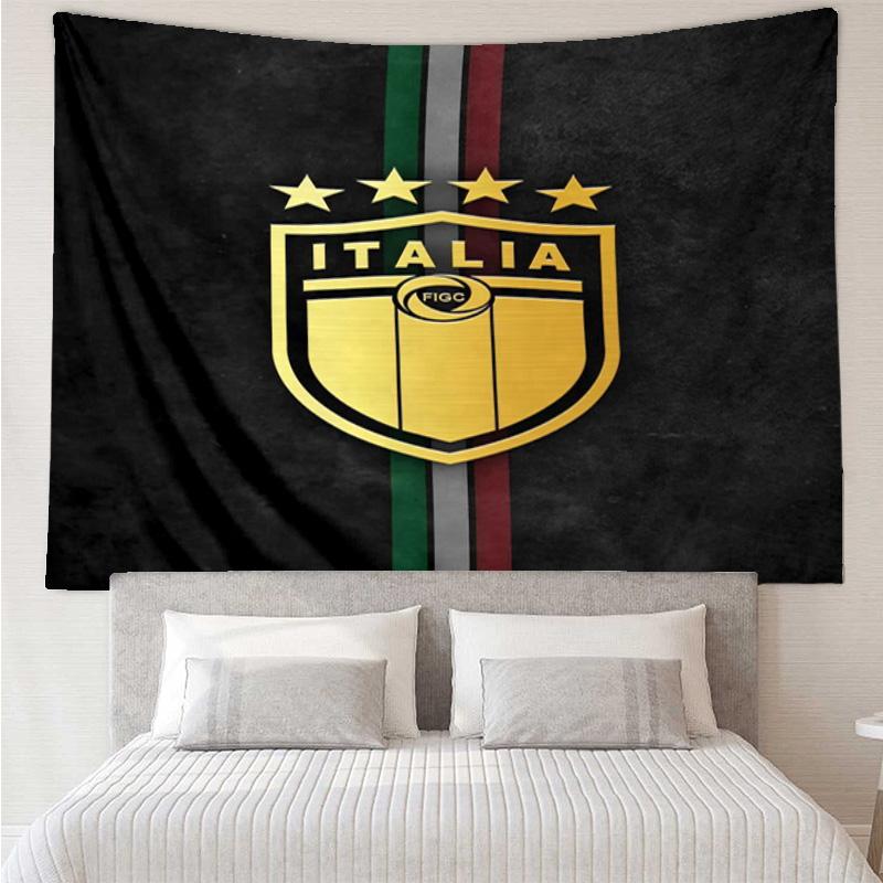 1PC Italian Football Crest Printed Tapestry Room Decoration Wall Hanging for Living Room Bedroom, dormitory, Birthday and Christmas gifts