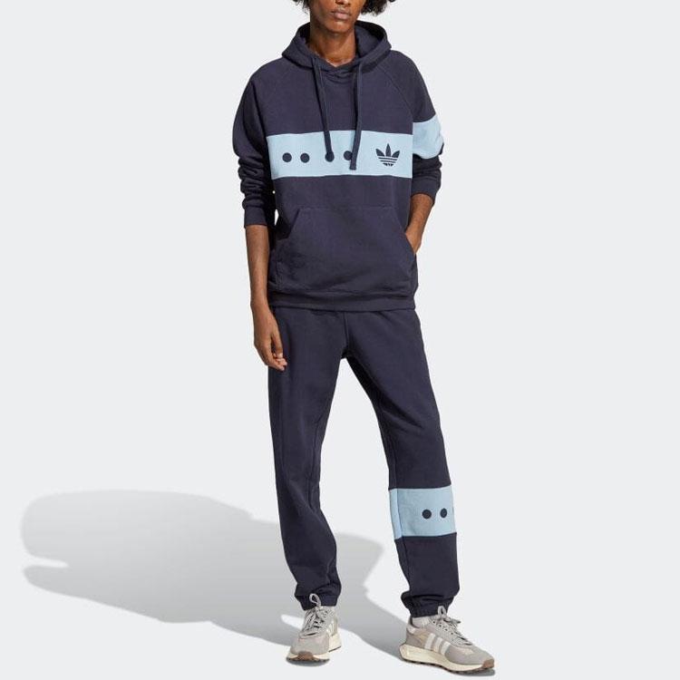 Adidas Originals Color Block Logo Print Hoodie Men Hoodies Blue IC8391