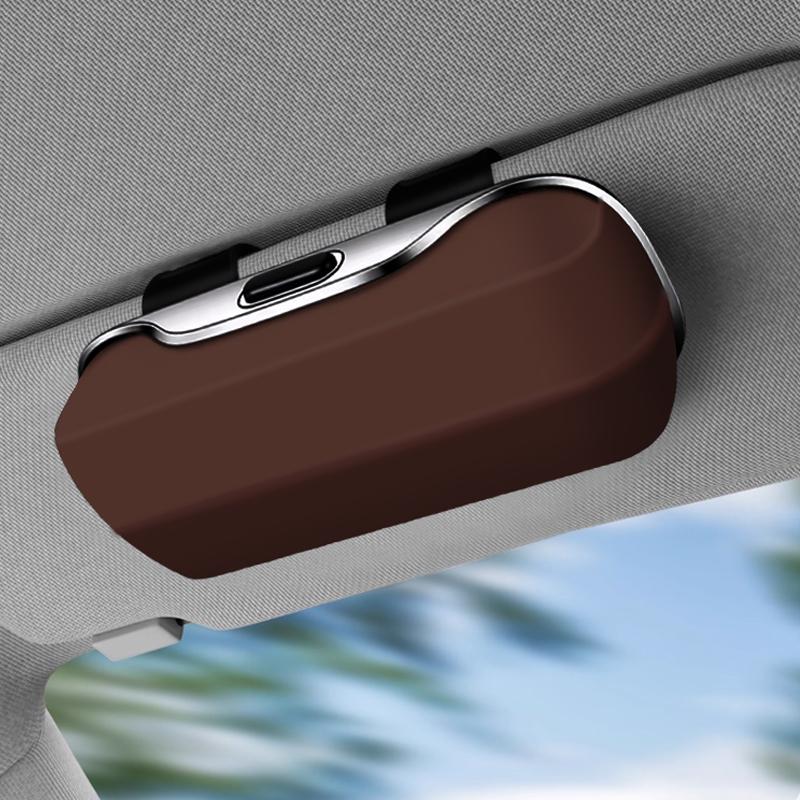 Universal Clip-On Car Sunglasses Holder — Sun Visor Eyeglass Case, Soft-Lined, Anti-Scratch, Durable ABS, Fits All Vehicles