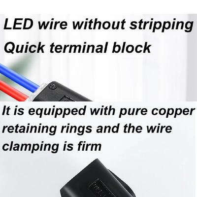 30pcs 2-Pin Wire Connector Nylon Insulated Copper Quick Connection Terminal Block Suitable for Low Voltage Cable No Stripping