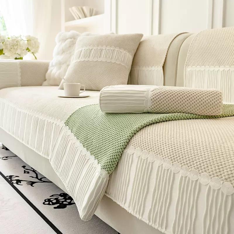 Sofa Cushion Light French Cream Wind Universal In All Seasons  New Autumn And Winter Sofa Cover Leather Non-Slip Seat Cushion