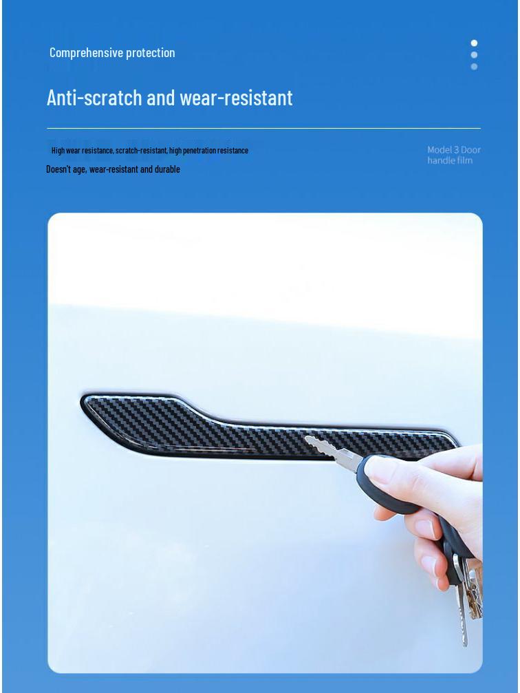 Carbon Fiber Door Handle Covers for Tesla Model Y & 3 - Black Mod Accessories