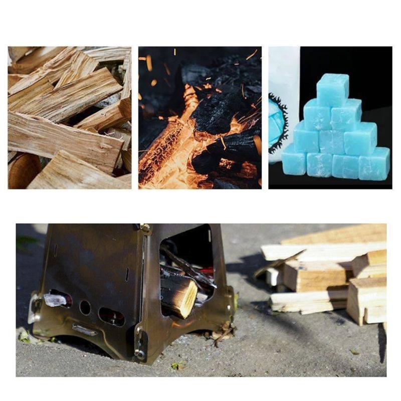 Metal Wood Burning Stove Folding Pocket Stove Wood Furnaces Burners Outdoor Metal Backpacking Stove Easy to Carry
