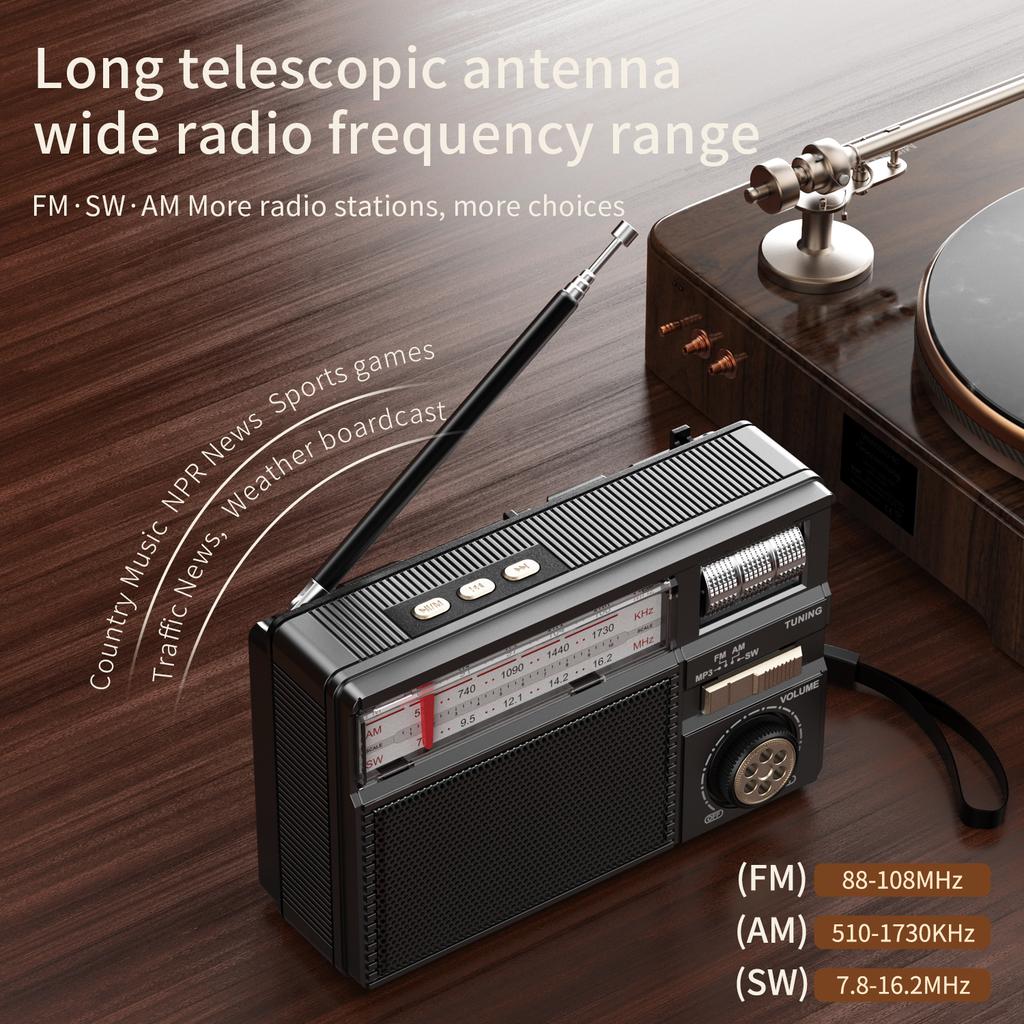 Retro přenosný Full Band rádiový přijímač Solární Bluetooth 5.2 Reproduktor Přehrávač hudby Podpora TF USB
