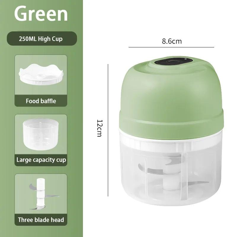 100/250ML Electric Garlic Chopper Mini USB Charging Meat Garlic Pepper Crusher Vegetable Food Cutter Kitchen Masher Gadgets