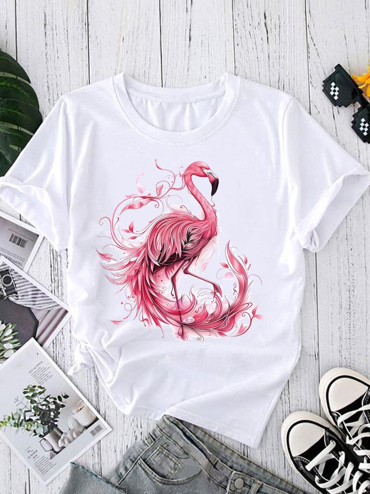 (Asian Size) sweet watercolor style  Short Sleeve T shirt Printed T-shirts O-neck Casual Clothing Fashion Female Women's Top  Graphic Tee