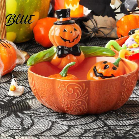 Resin Table Centerpiece Halloween Candy Bowl Pumpkin Ghost Shaped Dish Spooky Serving Novelty Snack Tray for Cookie Dessert Party Trick