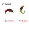 1Pcs #10 Brass Bead Head Fast Sinking Nymph Maggots Bug Worm Flies Trout Fly Fishing Lure Bait