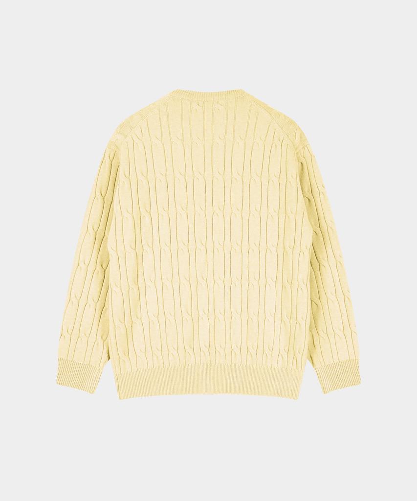 BIRBANTE Soft Washable Cable Round Knit - Light Yellow