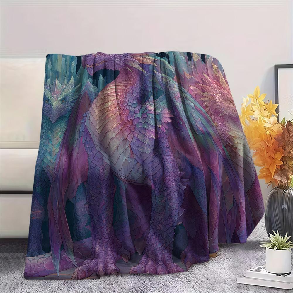 Purple Dragons  Print Flannel Blanket, High quality Comfortable for All Seasons, Home Decor, Warmth and Comfort