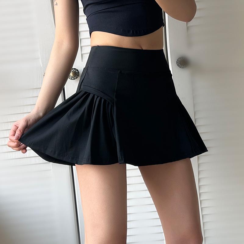 Sportovní sukně A-linie s vysokým pasem, rychleschnoucí, pro badminton, běh, tenis a fitness