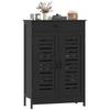 Shoe Cabinet with Louvered Doors, Modern Shoe Storage Cabinet with Drawer and Adjustable Shelves, Black