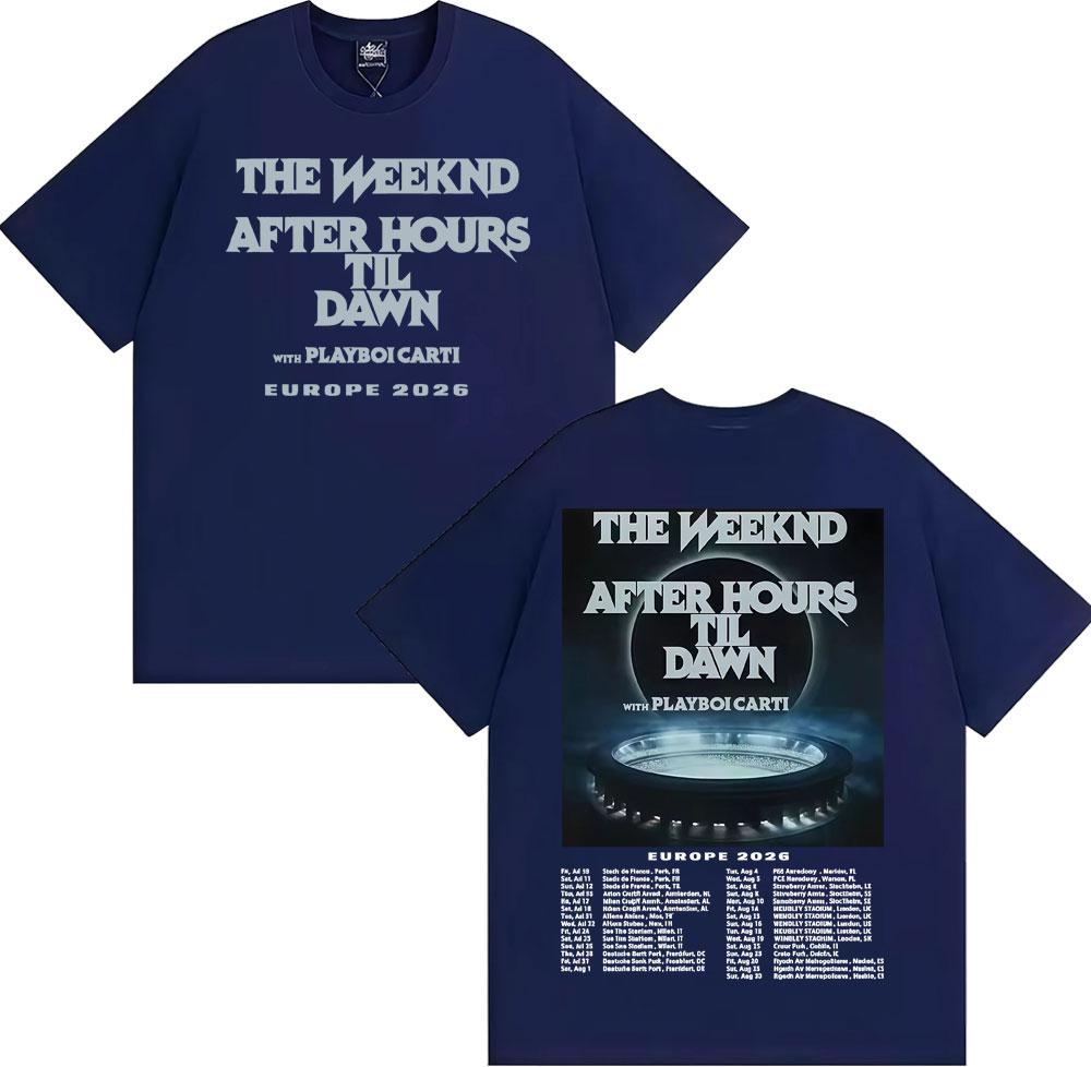 

The Weeknd After Hours Til Dawn Європа 2026 Футболки Чоловіки Жінки Мода Хіп-Хоп Стиль Футболка Вінтаж Повсякденна Футболка з Коротким Рукавом 3XL