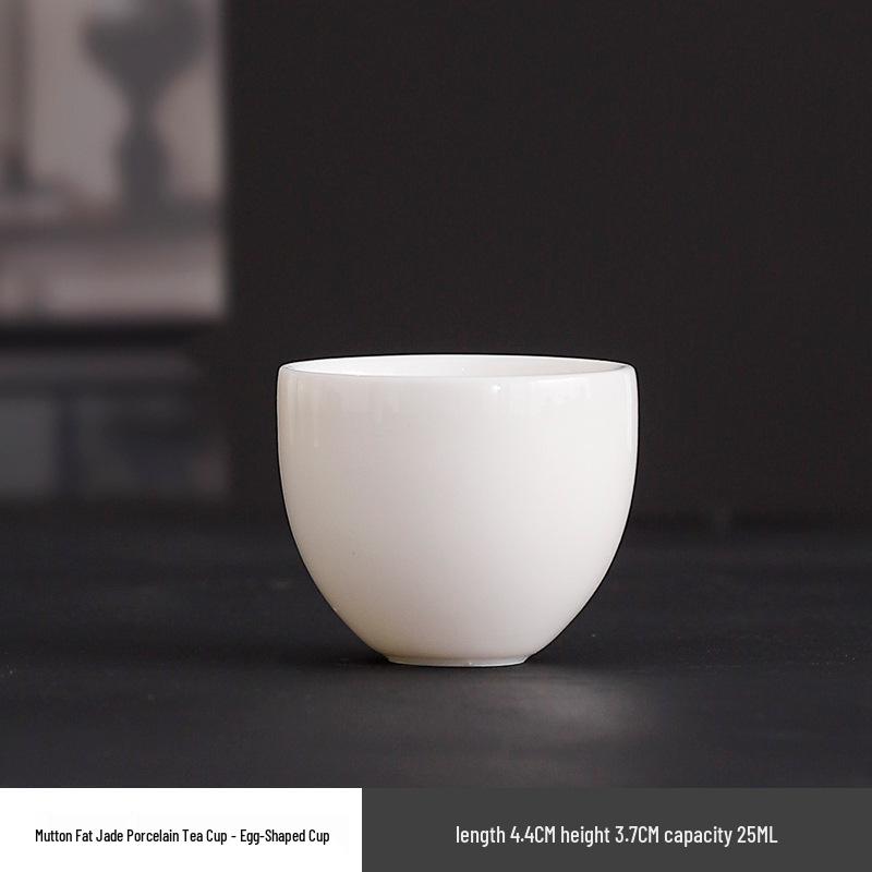 Dehua White Porcelain Mutton Fat Jade Teacup for Guest Entertaining - Kung Fu Tea Tasting Single Cup