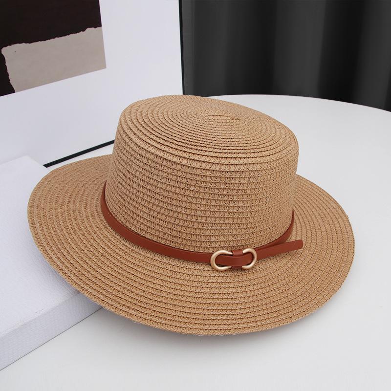 French Flat Straw Hat for Women's Spring and Summer Seaside Vacation Beach Hat Sun Shading and UV Protection Large Eave Basin Hat