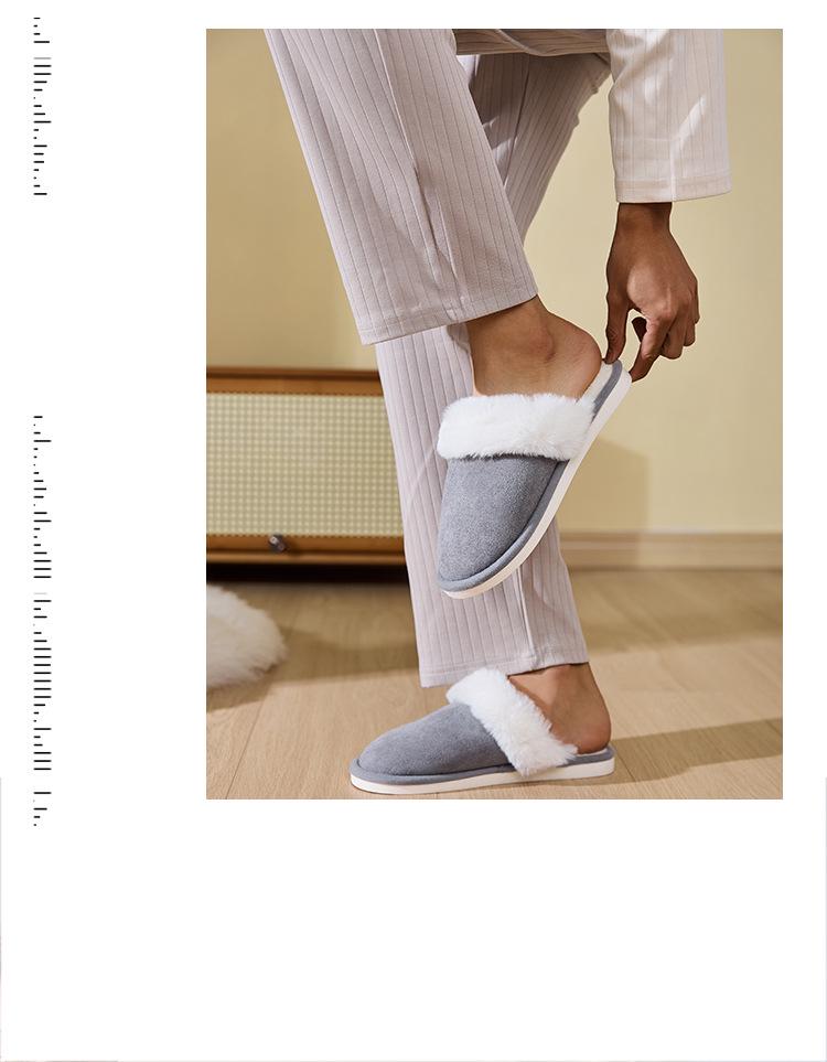 Men's and Women's Fluffy Winter Slippers: Non-slip, Warm, Soft Sole, Plus Velvet Cotton for Home