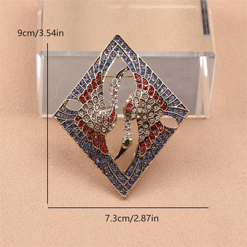 Schwere Industrie Vintage Große Kranich Brosche Trendy Atmosphärische Mode Tier Geometrische Kleidung Blazer Kleidung Jacke Dress Up