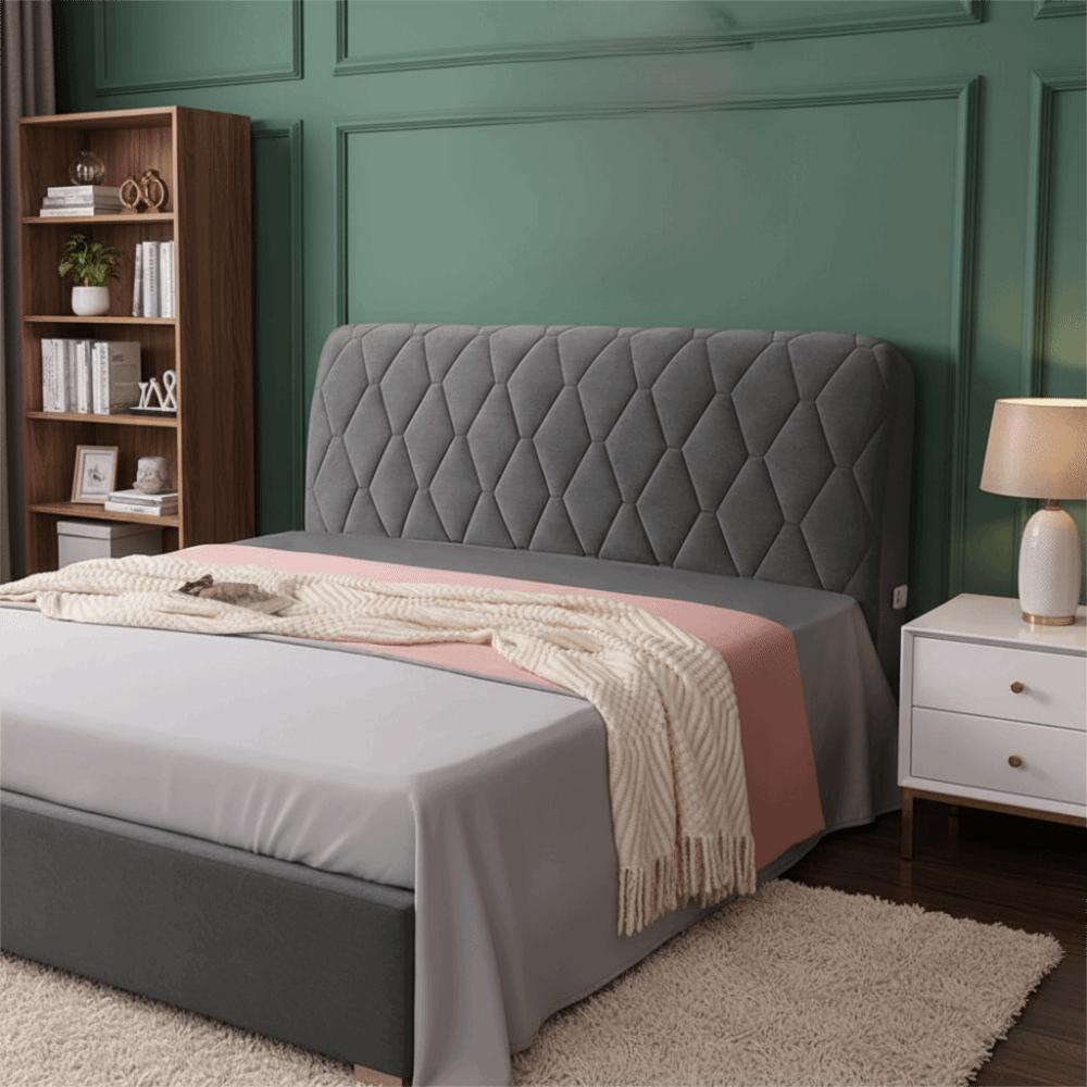 Velvet Quilted Bed Head Cover Solid Color Thickened Bed Back Protector Cover Dustproof Resilient All-inclusive Headboard Cover