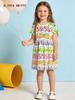 European Style Fruit Print Princess Dress, Knitted Cotton for Girls and Toddlers