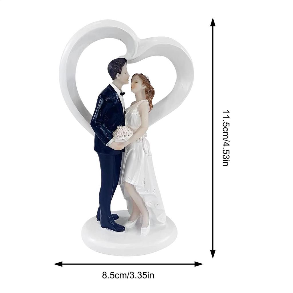 Wedding Cake Topper Statue Resin Bride and Groom Cake Figurines Decorative Sculptures Cute Ornaments for Party Favors