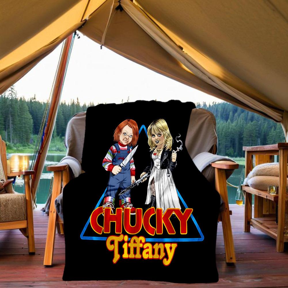 1pc Chucky Tiffany Outdoor Blanket Lightweight Flannel, All-Season Use for Sofa, Bed, Travel, Camping, Living Room, Office, Couch101