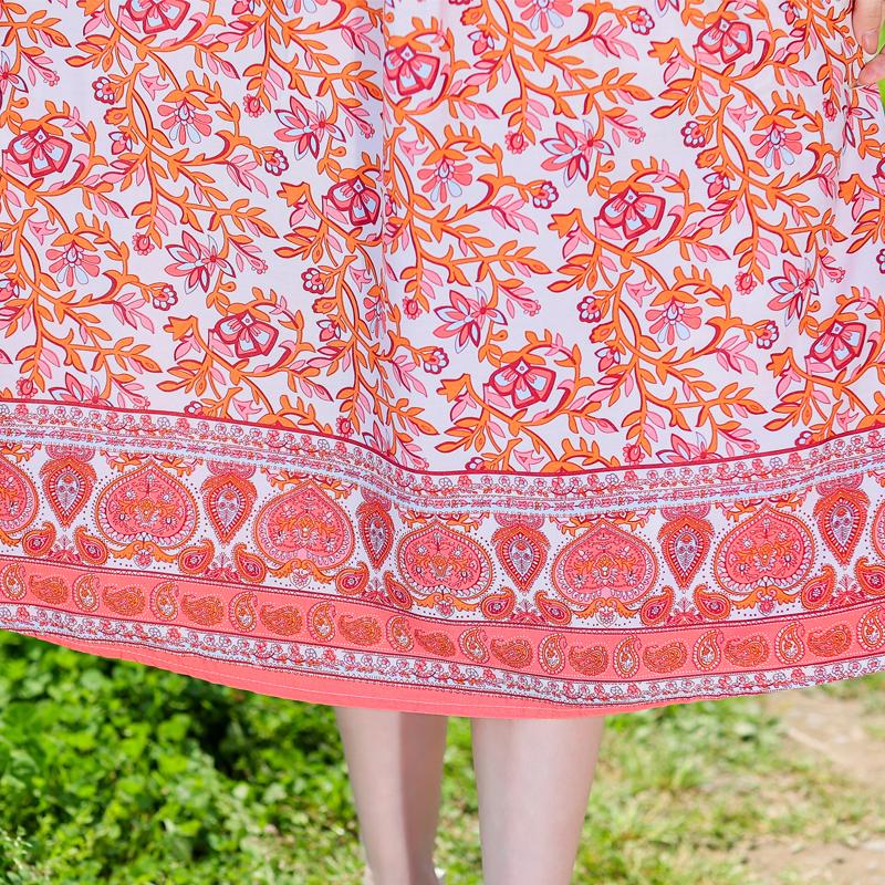 Plus Size Women's Long Dress Summer  Short Sleeve Vintage Print Dress for Women