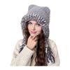Women Hat Bear Ear Design Thickened Plush Ear Protection Hat Skiing Camping Travel Autumn Winter Headwear