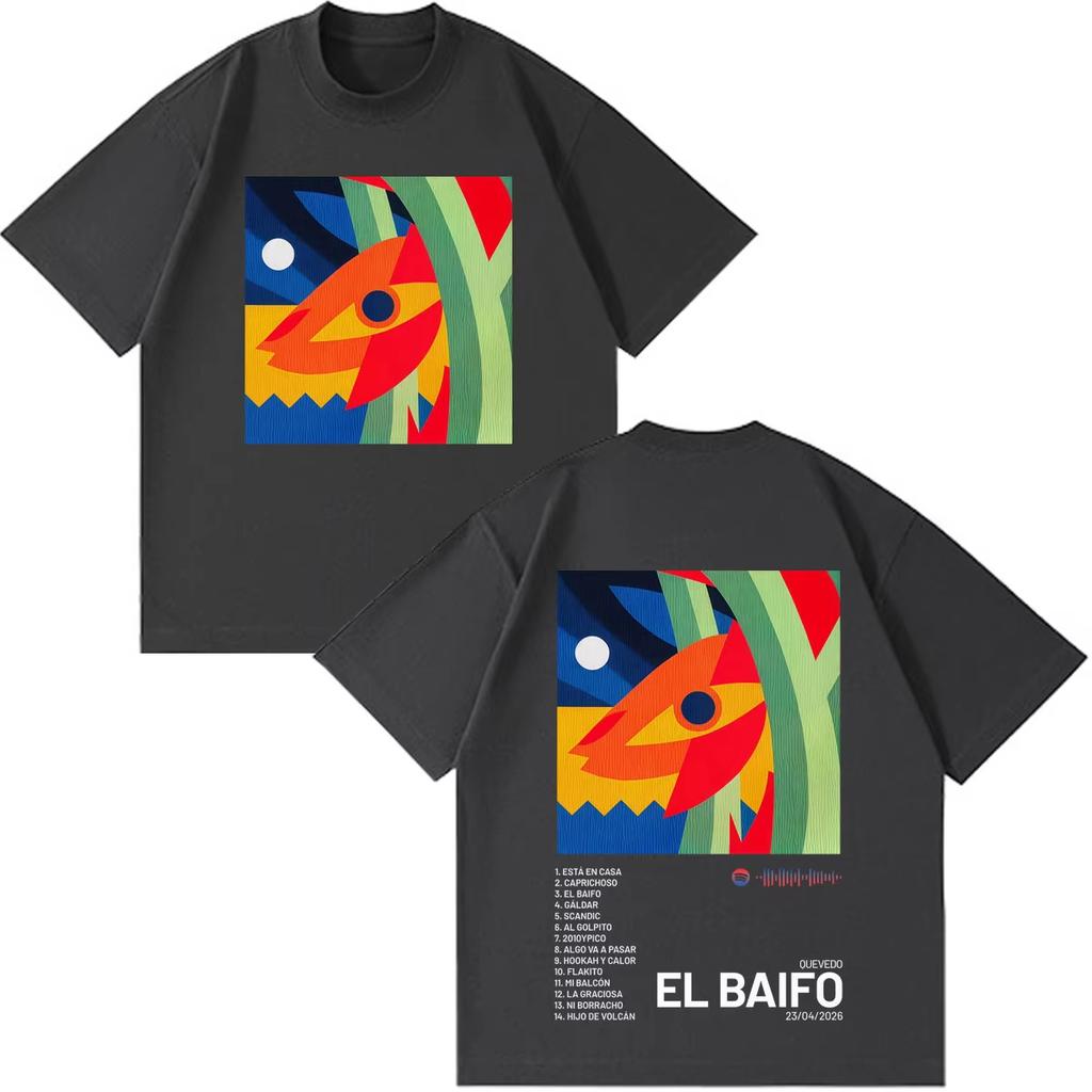 OUEVED0 EL BAIFO Album 2026 Tour Print Unisex Women Fashion HipHop Tshirts Summer Shortsleeved Tees Casual Cotton Streetwear