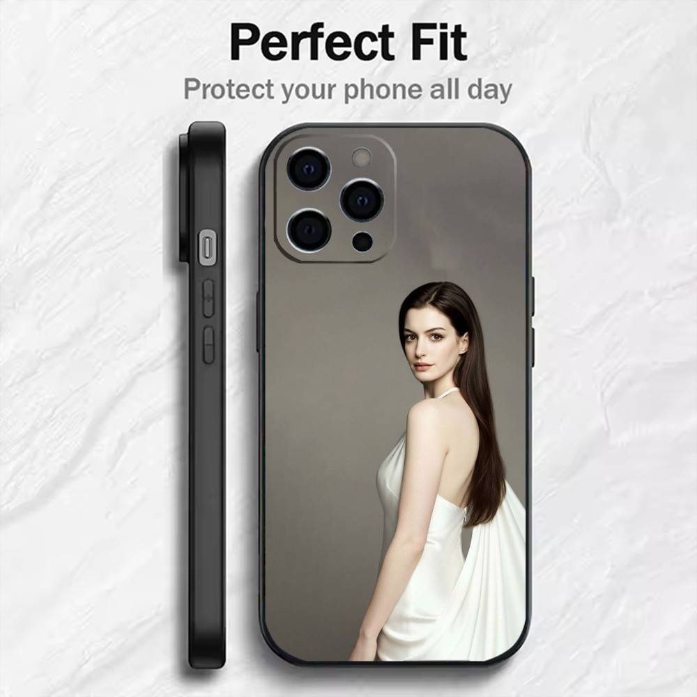 Actor Anne H-Hathaway-y White Queen Phone Case For iPhone17,16,15,14,13,12 Plus,Max Soft Silicone Black Cover