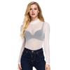 Summer Women's Blouse Bottoming Shirt Sexy Ultra-thin Mesh Stretch Tight Long-sleeved Half-high Neck Bottoming Shirt