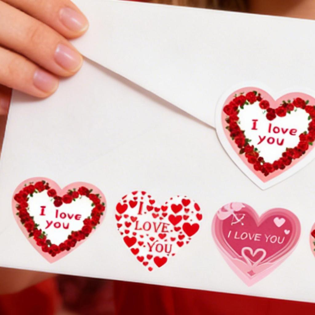 Valentines Day Stickers 500Pcs Red Heart Stickers Baking Packaging Sticker Envelope Seals Love Decorative Self-Adhesive Stickers