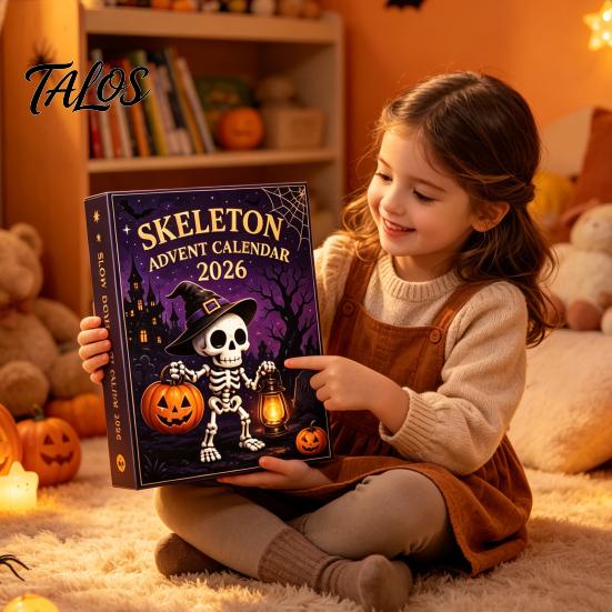 Kids Board Game Accessories Halloween Ghost Advent Calendar, 24 Day Countdown Box with Calendar Figurines, Spooky Collectible Toy Set for Kids, Party