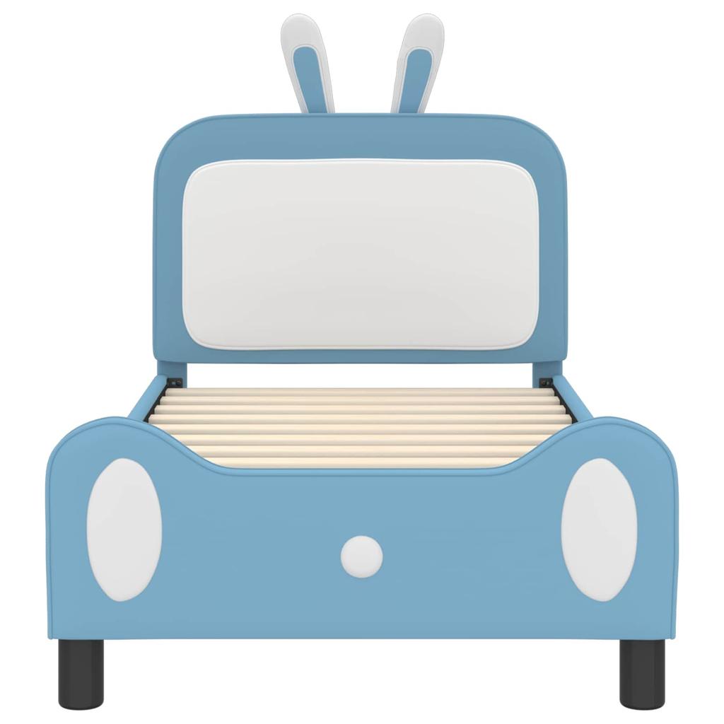 Children S Bed Frame with Headboard Blue 80 X 160 Cm PU