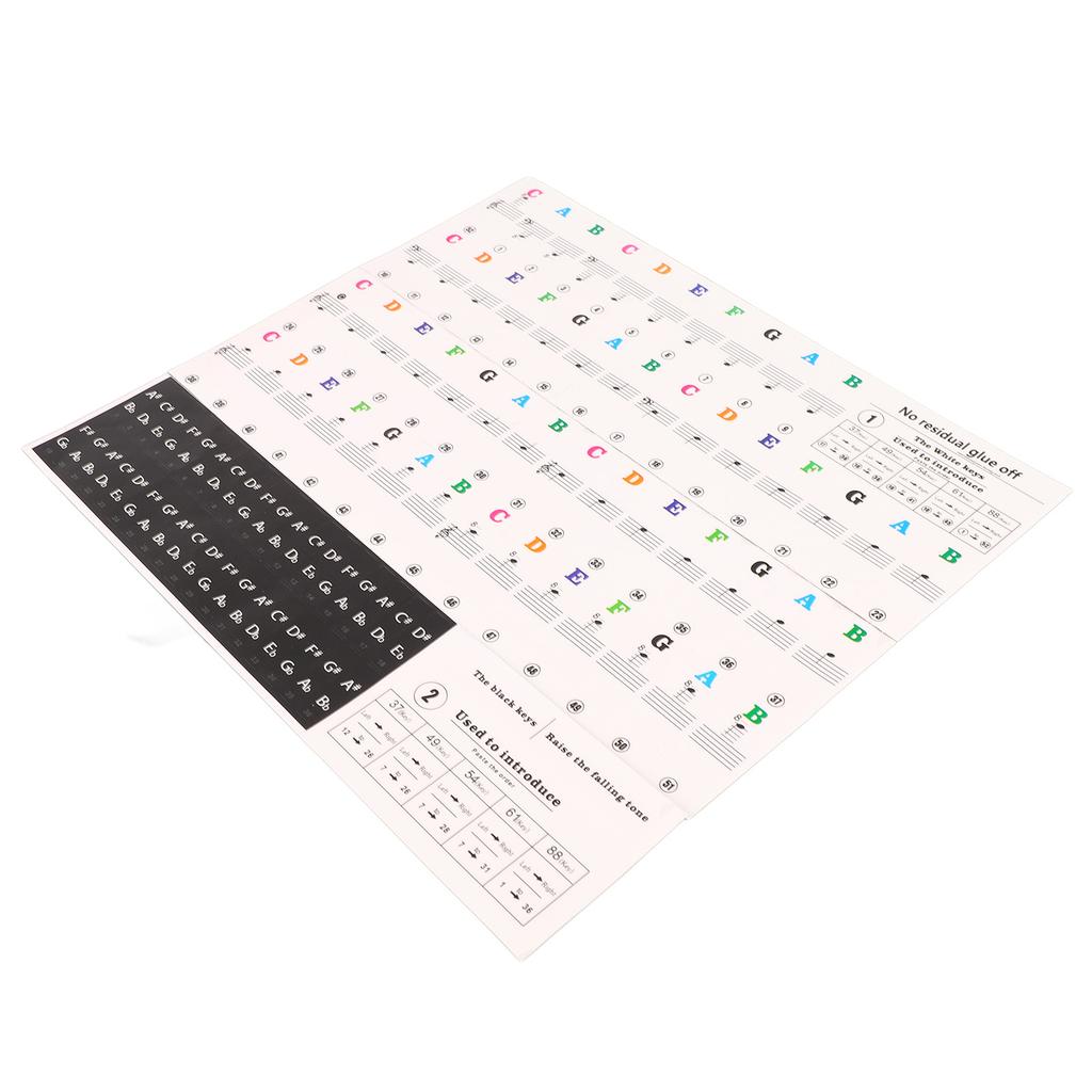 Piano Beginner Sticker Colorful Transparent Removable Large Letter Reusable Piano Keyboard Sticker