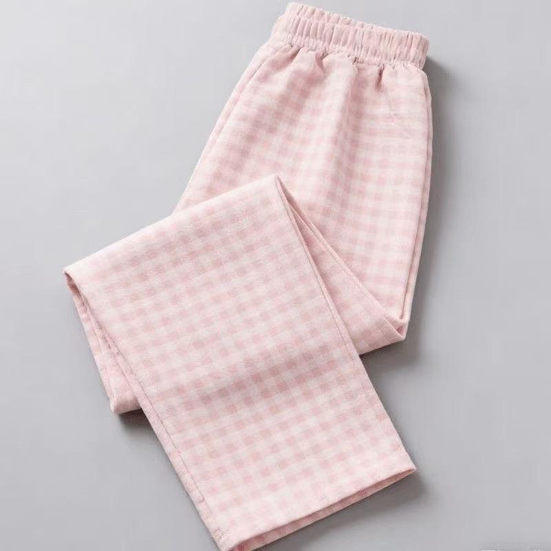 Girly Dopamine Blue Plaid Pants Women's Summer Thin Loose Straight Wide-leg Pants Lazy Casual Yamamoto Pants