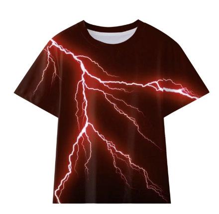 Source manufacturer, new children's clothing, lightning series children's short-sleeved T-shirt 3D printed short-sleeved T-shirt short-sleeved