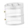 Makeup Perfume Organizer Transparent Dustproof Cosmetic Display Case Round Desktop Makeup Box with Lid Large Capacity Muti Layer White