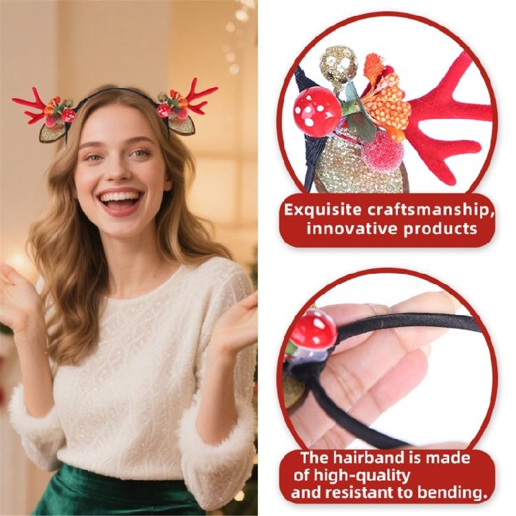 Light Weight Reindeers Antlers Headbands Plastic Hair Decoration For Christmas Parties Costume Accessories