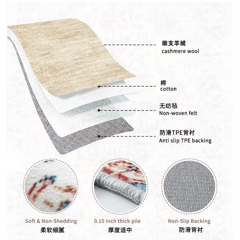 Modern Vintage Wool Blend Area Rug Living Room Bedroom Rectangular Floor Mat Soft Textured Neutral Tone