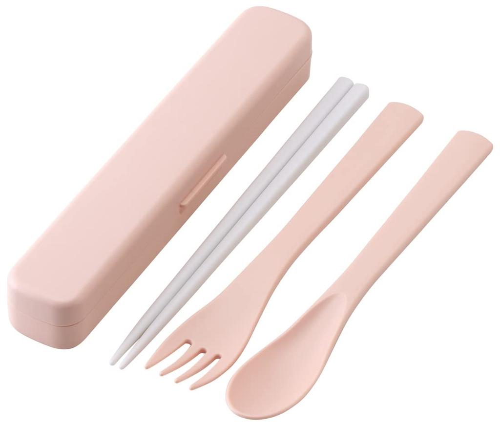 Skater Antibacterial Silent Trio and Dull Made In Set Chopsticks, Spoon, Fork, Pink, Japan, TAC1AG-A