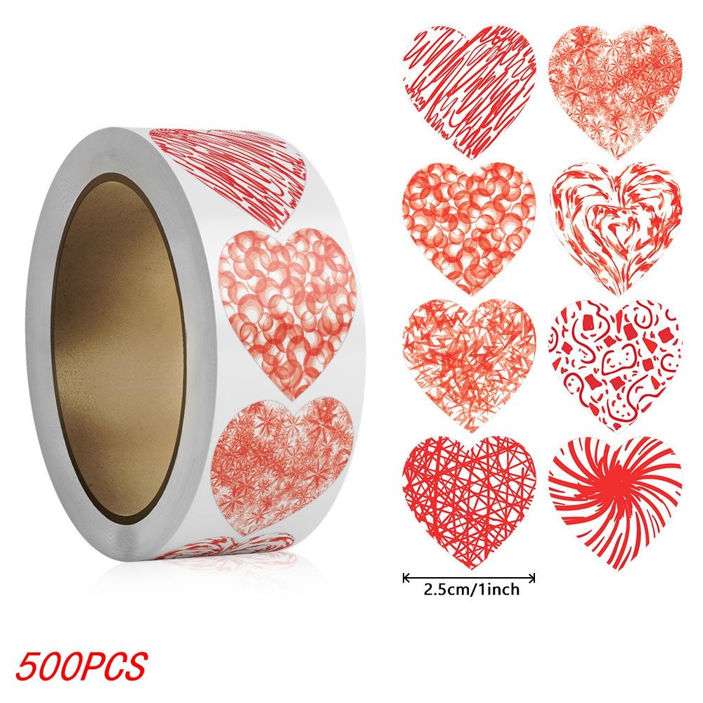 50-500Pcs 1Inch Red Heart Stickers For Valentine'S Day Baking Packaging Sticker Envelope Seals Love Decorative Stickers