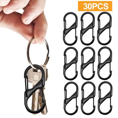 30Pcs S-Shaped Carabiners Small Alloy Snap Hooks Portable Keychain Clip Tiny Clip Attachment Carabiners Camping Gear