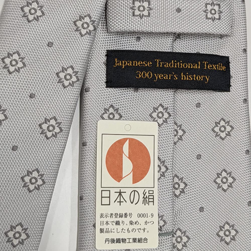 [Japanese Silk] Silk Formal Tie, Ceremonial Wear, WhiteSilver, Wedding, Reception, Bridal, Celebration, Made in Japan, Silk, Men's, Tango Textile