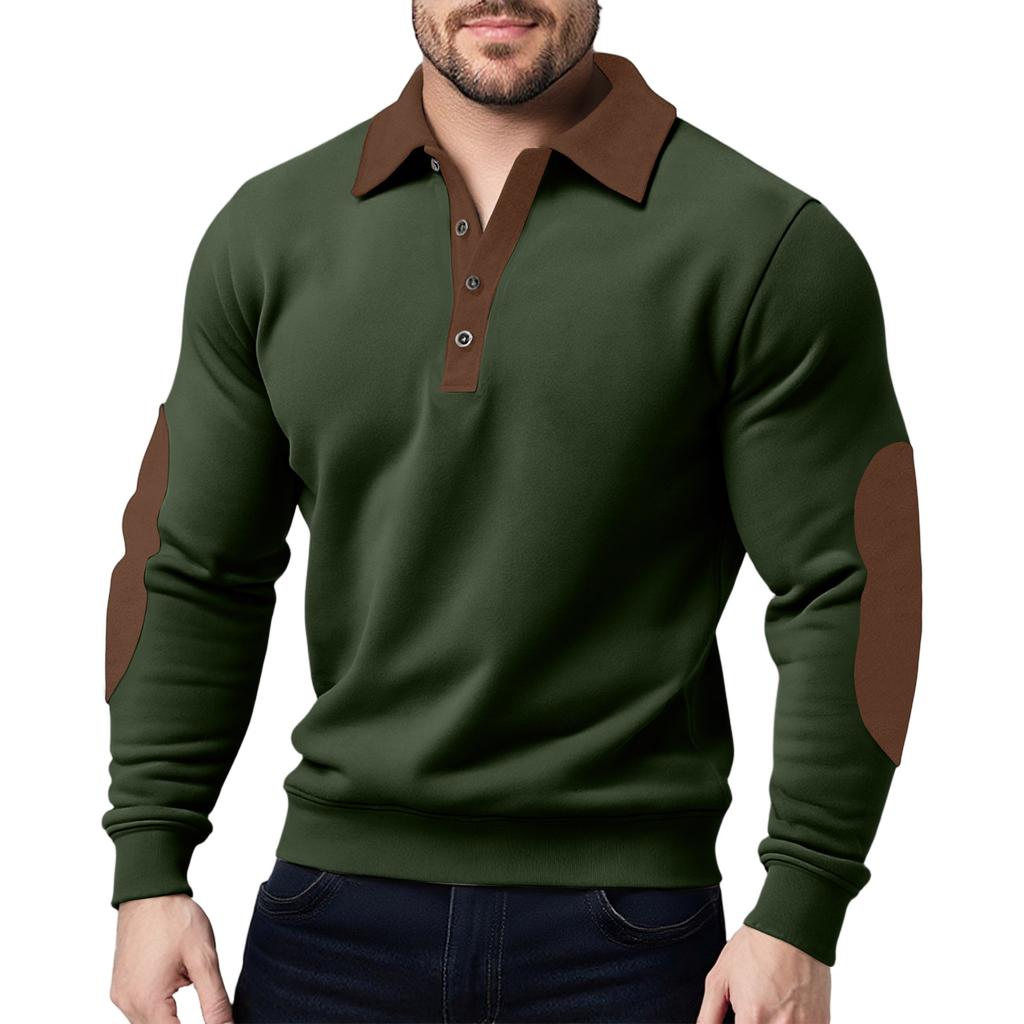 Men'S Button Up Long Sleeved Fashionable Casual Sports Top