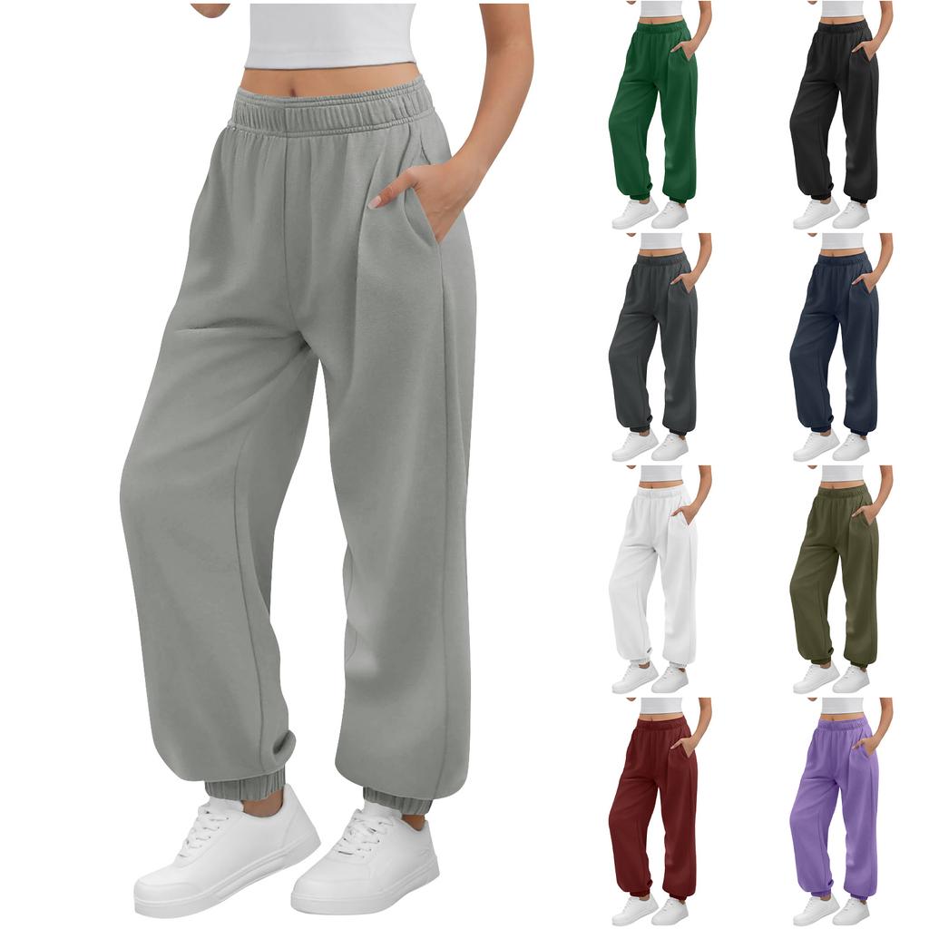 Women's Casual Pants High-waisted Belted Jogging Pants With Pockets