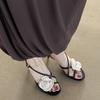 2025 European and American new fashion woven flower one-word buckle sandals women's thin heels sexy high-heeled sandals