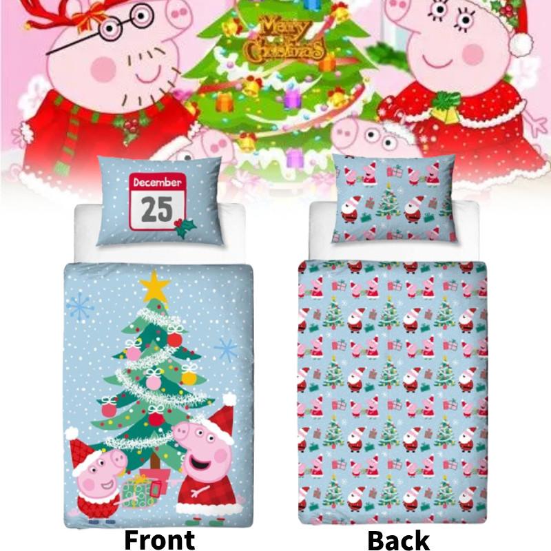 Peppa Pig Weihnachtliches Festdruck Bettwäscheset für Kinderzimmerdeko